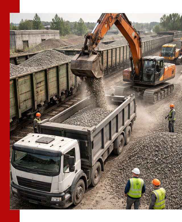 Железнодорожный щебень фракция 25–60 для поставок в Новоалтайске