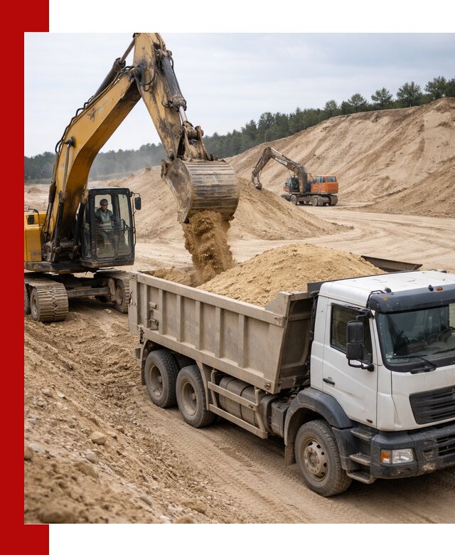 Доставка карьерного песка с самосвалами и разгрузкой в Новоалтайске