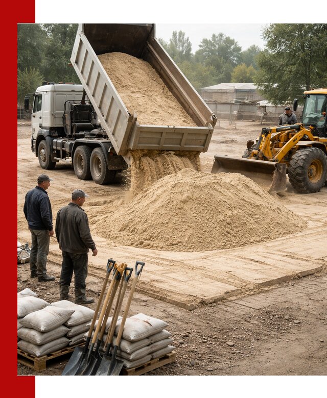 Доставка мытого песка в Новоалтайске с самосвалами по выгодной цене