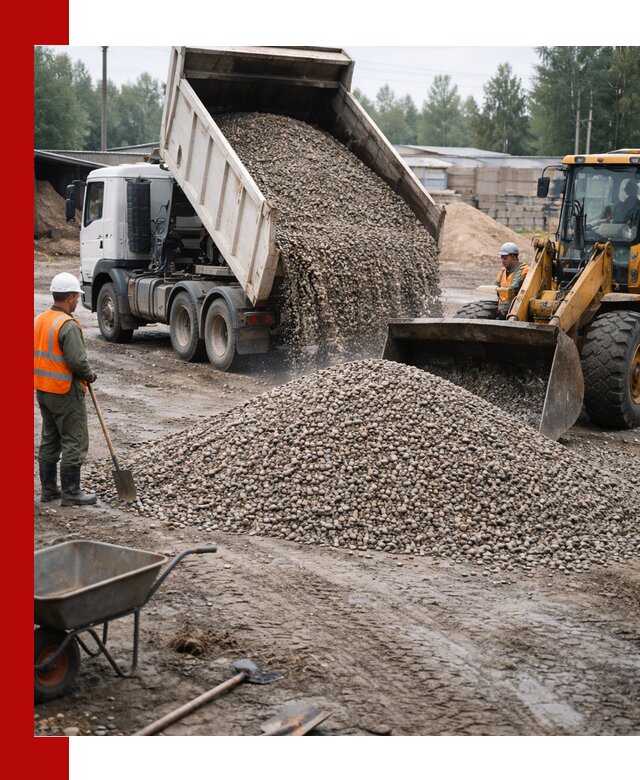 Мытый гравий с доставкой в Новоалтайске от карьера до участка