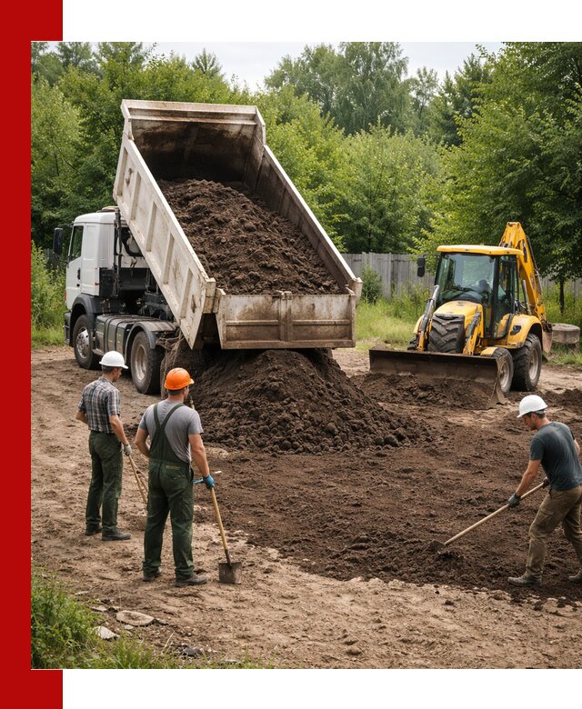 Доставка и укладка грунта для выравнивания участка в Новоалтайске