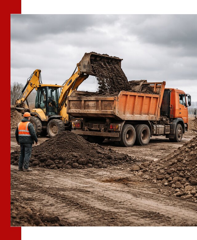 Вывоз грунта и строительного мусора в Новоалтайске грузовыми самосвалами