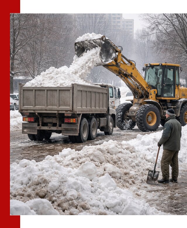 Вывоз снега грузовой техникой в Новоалтайске оперативно и чисто